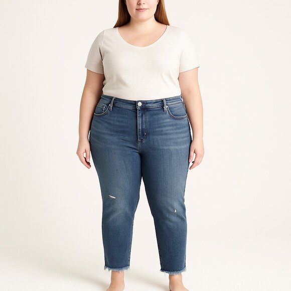 J. Crew Medium Wash Slim Boyfriend Distressed Stretch Denim Jeans Womens 48 NWT - Picture 1 of 16